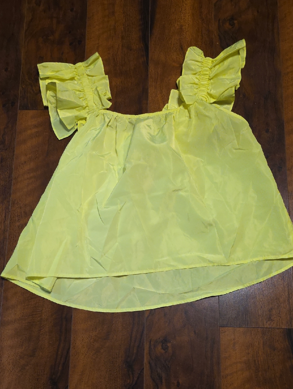 Electric Lime Ruffle Shoulder Blouse - Picture 2 of 4